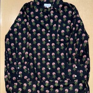 Black and Pink Cartoon Print Blouse